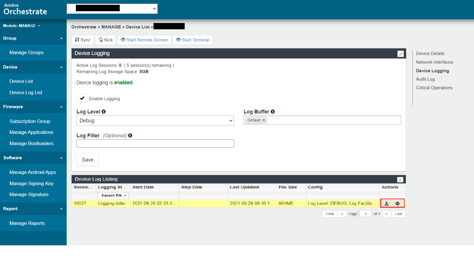 Using Orchestrate to capture syslog from selected devices – Amino Support